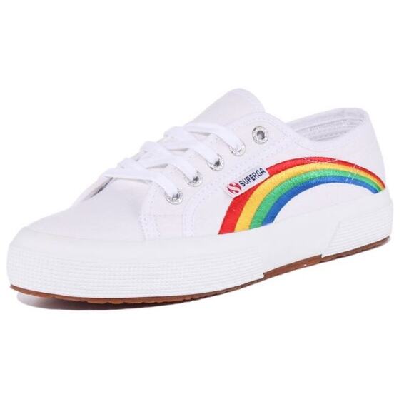 Superga Rainbow Embroidery Trainers White Size 9 W/7.5M - Picture 1 of 8
